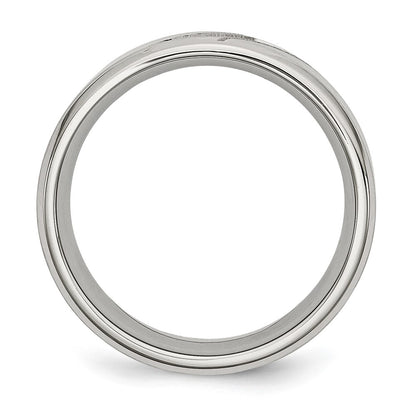 Chisel Stainless Steel Brushed and Polished with CZ 8mm Beveled Edge Band