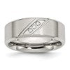 Chisel Stainless Steel Brushed and Polished with CZ 8mm Beveled Edge Band