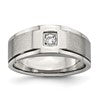 Chisel Stainless Steel Brushed and Polished with CZ Ring