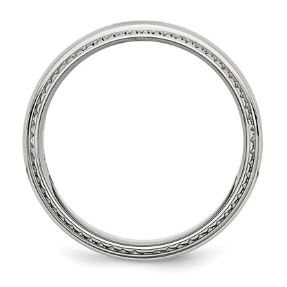 Chisel Stainless Steel Polished 8mm Textured Edged Band