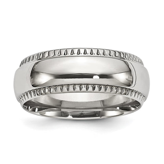 Chisel Stainless Steel Polished 8mm Textured Edged Band