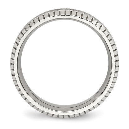 Chisel Stainless Steel Polished and Textured 7mm Grooved Band