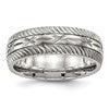 Chisel Stainless Steel Polished Diamond Cut 7mm Band