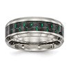 Chisel Stainless Steel Polished with Black and Green Carbon Fiber Inlay 8mm Band