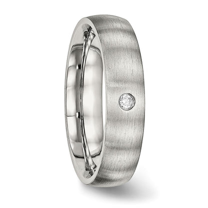 Chisel Stainless Steel Brushed with CZ Half Round 5.5mm Band