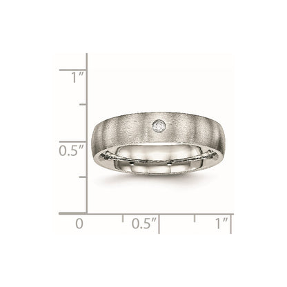 Chisel Stainless Steel Brushed with CZ Half Round 5.5mm Band