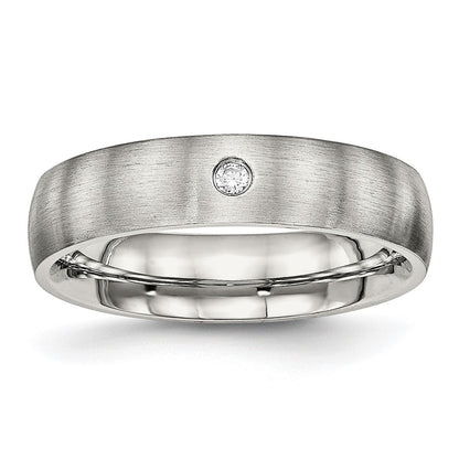 Chisel Stainless Steel Brushed with CZ Half Round 5.5mm Band
