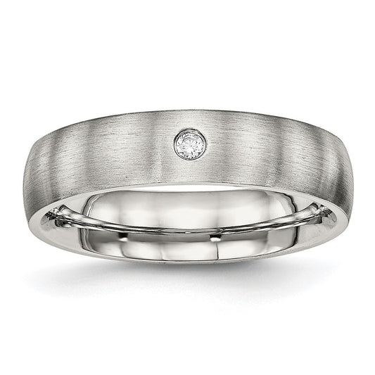 Chisel Stainless Steel Brushed with CZ Half Round 5.5mm Band