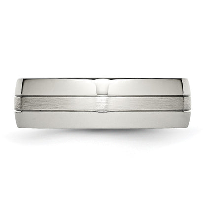 Chisel Stainless Steel Brushed and Polished 6.5mm Grooved Band