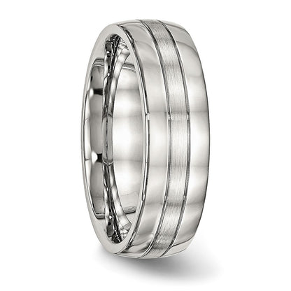 Chisel Stainless Steel Brushed and Polished 6.5mm Grooved Band