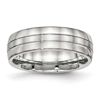 Chisel Stainless Steel Brushed and Polished 6.5mm Grooved Band