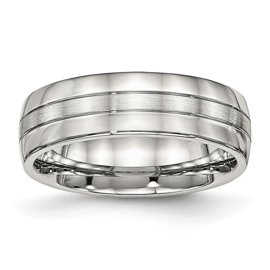 Chisel Stainless Steel Brushed and Polished 6.5mm Grooved Band