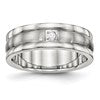 Chisel Stainless Steel Polished with Brushed Center CZ 7mm Grooved Band