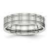 Chisel Stainless Steel Brushed and Polished 6mm Ridged Flat Band