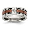 Chisel Stainless Steel Brushed and Polished Brown IP-plated .02 Carat Diamond 8mm Band