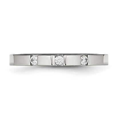 Chisel Stainless Steel Polished 3 Stone CZ 2.5mm Flat Band