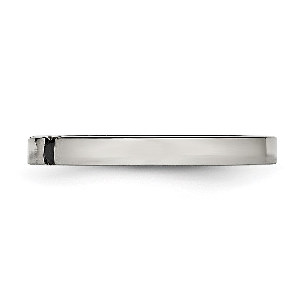 Chisel Stainless Steel Polished 3 Stone Black CZ 2.5mm Flat Band