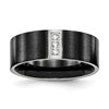 Chisel Stainless Steel Brushed Black IP-plated with CZ 8mm Flat