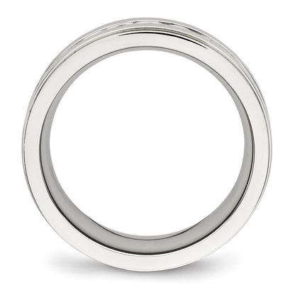 Chisel Stainless Steel Brushed and Polished Twisted 7mm Band