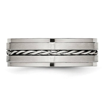 Chisel Stainless Steel Brushed and Polished Twisted 7mm Band