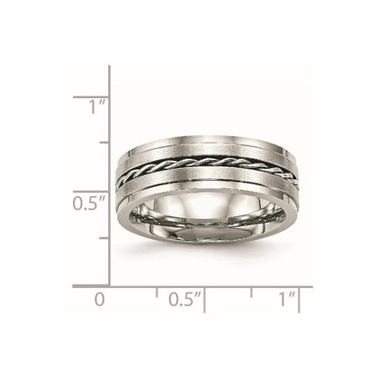 Chisel Stainless Steel Brushed and Polished Twisted 7mm Band