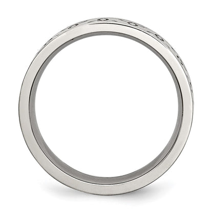 Chisel Stainless Steel Brushed with Engraved Trinity Symbol 6mm Band