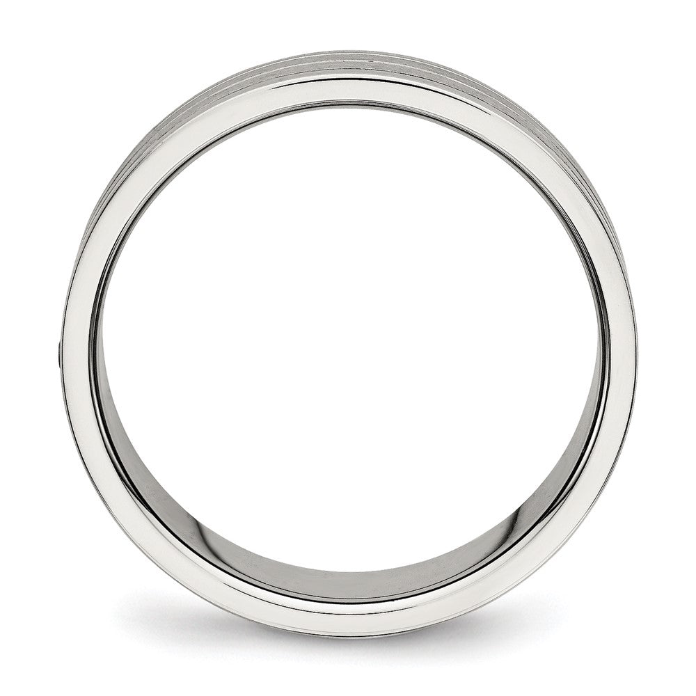 Chisel Stainless Steel Polished with Brushed Center CZ 6mm Grooved Band