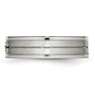 Chisel Stainless Steel Polished with Brushed Center CZ 6mm Grooved Band