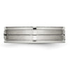 Chisel Stainless Steel Polished with Brushed Center CZ 6mm Grooved Band