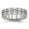 Chisel Stainless Steel Polished with Brushed Center CZ 6mm Grooved Band