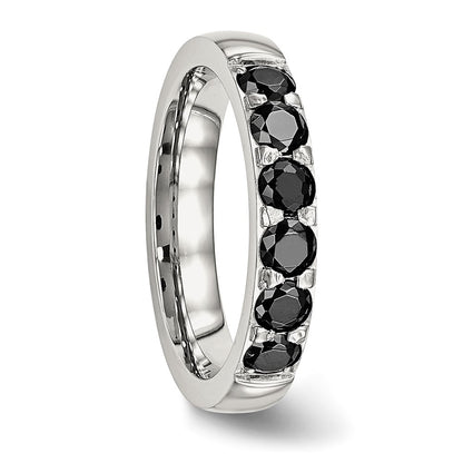 Chisel Stainless Steel Polished Black CZ 4mm Band