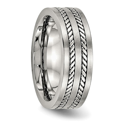Chisel Stainless Steel Brushed and Polished Twisted 7mm Band