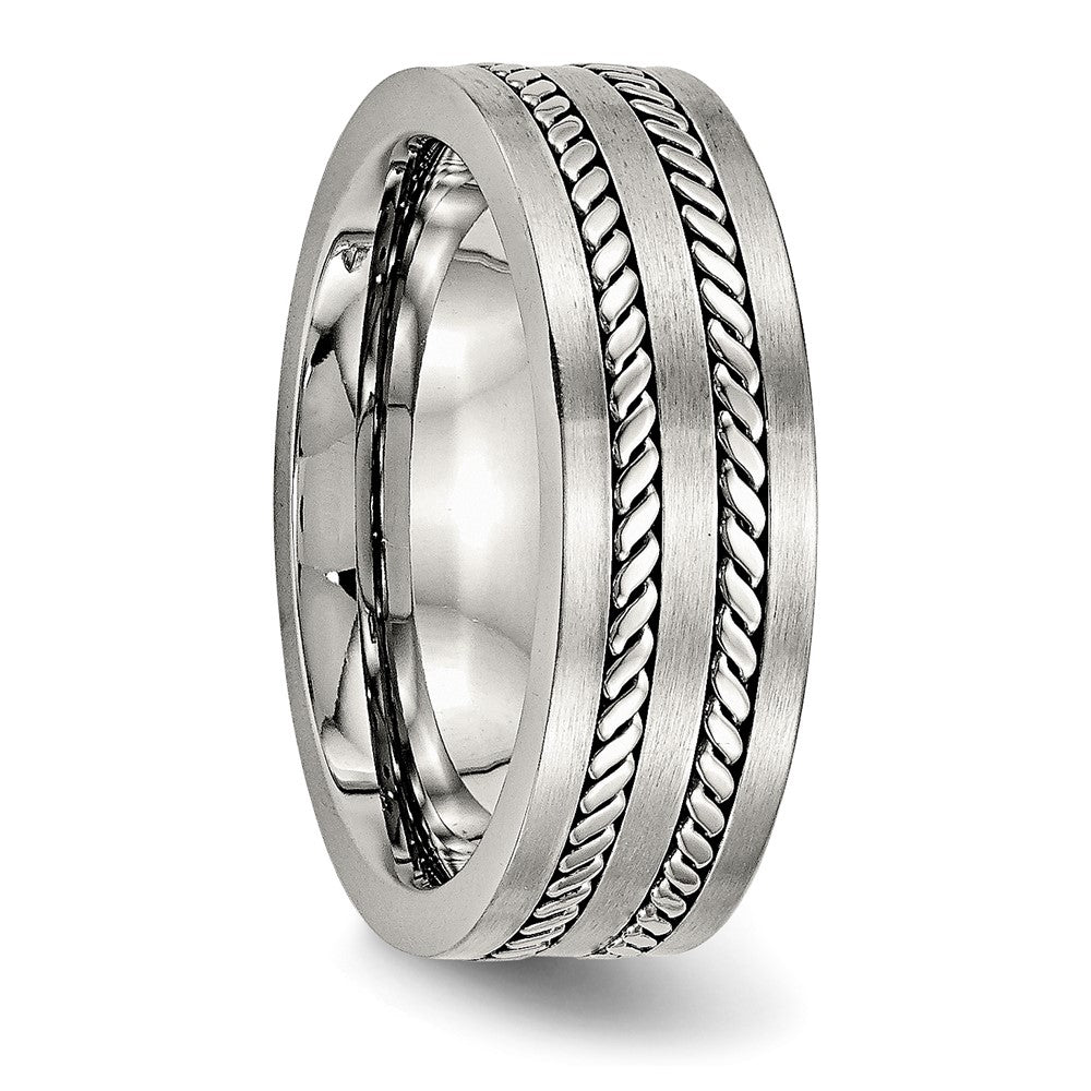 Chisel Stainless Steel Brushed and Polished Twisted 7mm Band