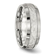 Chisel Stainless Steel Brushed Polished and Hammered 7.5mm Band