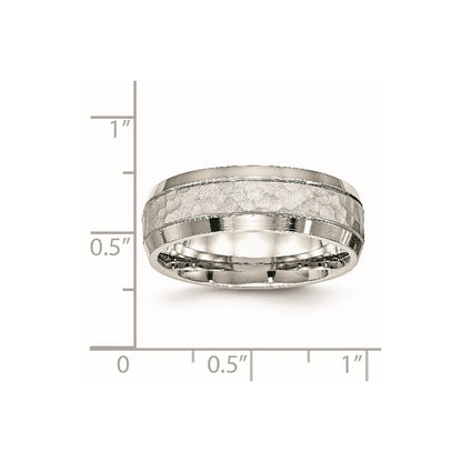 Chisel Stainless Steel Brushed Polished and Hammered 7.5mm Band