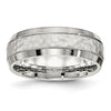 Chisel Stainless Steel Brushed Polished and Hammered 7.5mm Band