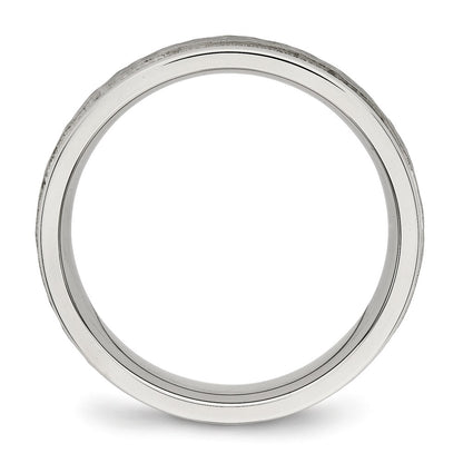 Chisel Stainless Steel Polished and Hammered 6mm Grooved Band