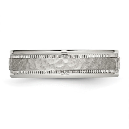 Chisel Stainless Steel Polished and Hammered 6mm Grooved Band