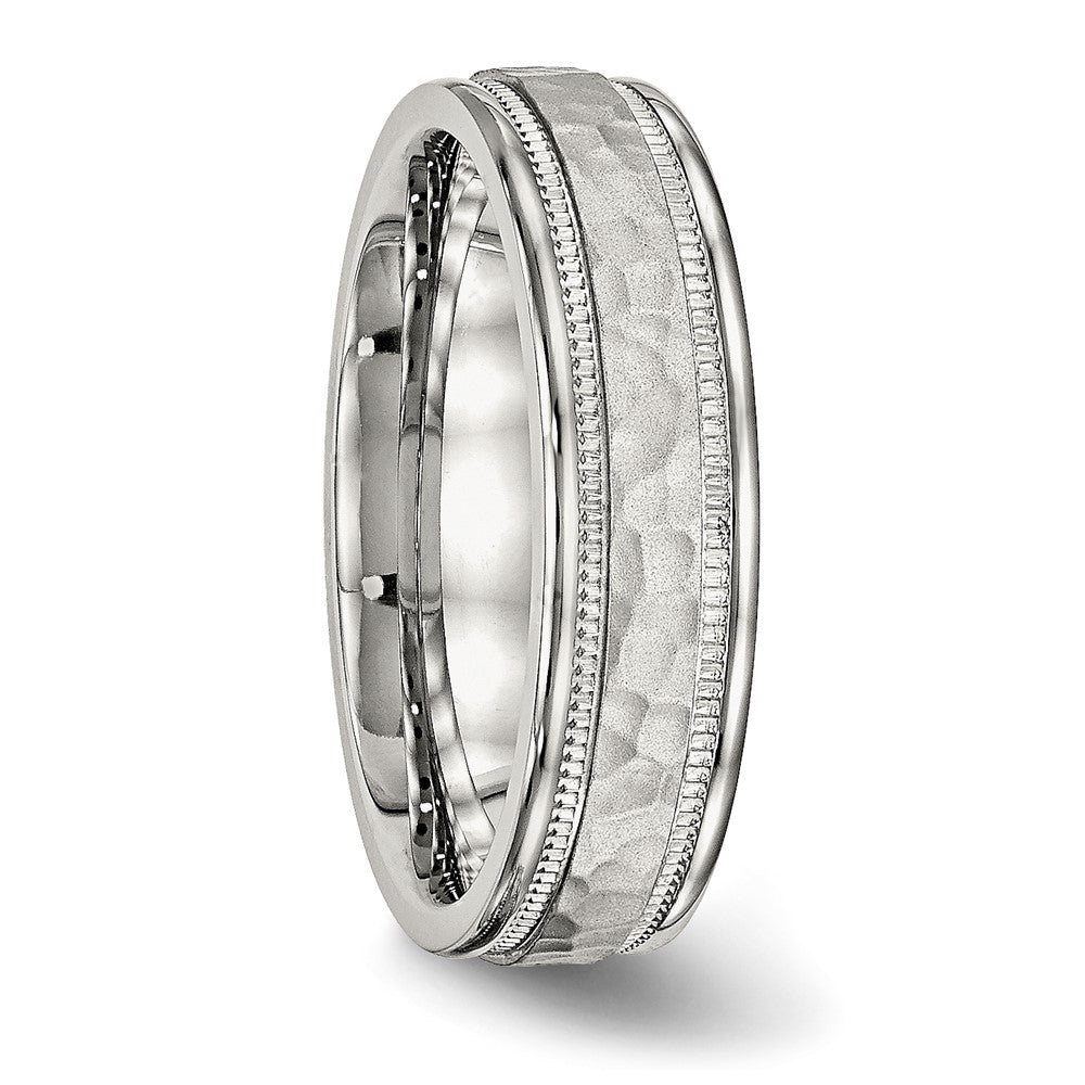 Chisel Stainless Steel Polished and Hammered 6mm Grooved Band