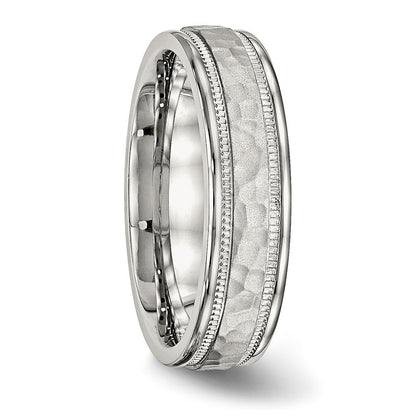 Chisel Stainless Steel Polished and Hammered 6mm Grooved Band