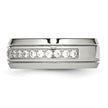 Chisel Stainless Steel Polished and Grooved with CZ 8mm Half Round Band