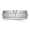 Chisel Stainless Steel Polished and Grooved with CZ 8mm Half Round Band