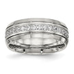 Chisel Stainless Steel Polished and Grooved with CZ 8mm Half Round Band