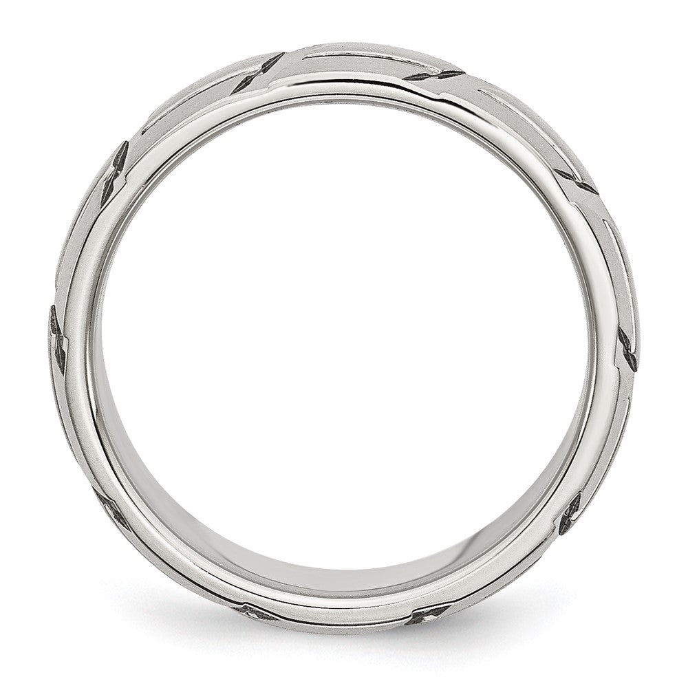 Chisel Stainless Steel Brushed and Polished 8mm Grooved Band
