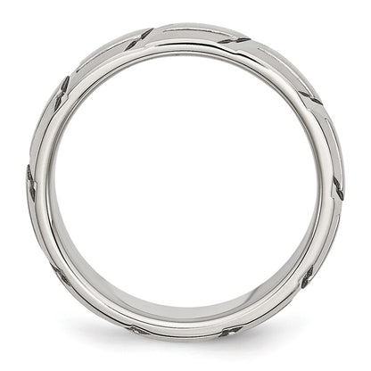 Chisel Stainless Steel Brushed and Polished 8mm Grooved Band