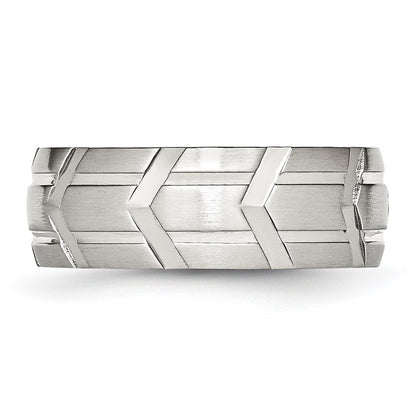 Chisel Stainless Steel Brushed and Polished 8mm Grooved Band