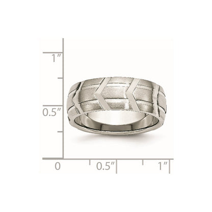 Chisel Stainless Steel Brushed and Polished 8mm Grooved Band