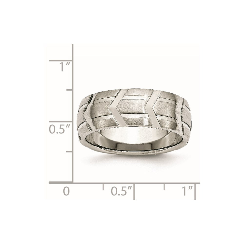 Chisel Stainless Steel Brushed and Polished 8mm Grooved Band