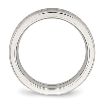 Chisel Stainless Steel Brushed and Polished with CZ 6.5mm Band