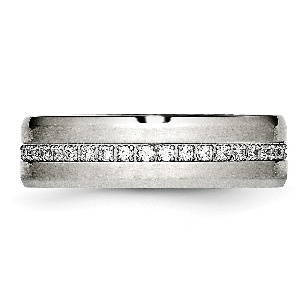 Chisel Stainless Steel Brushed and Polished with CZ 6.5mm Band